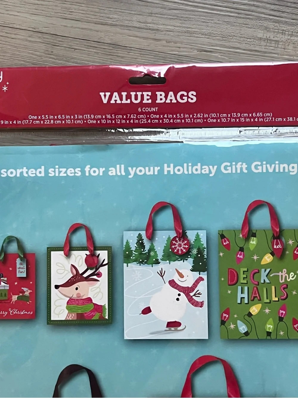 Set of 2 Holiday Style Christmas Gift Bag Value Packs 12 Bags Assorted Sizes NEW